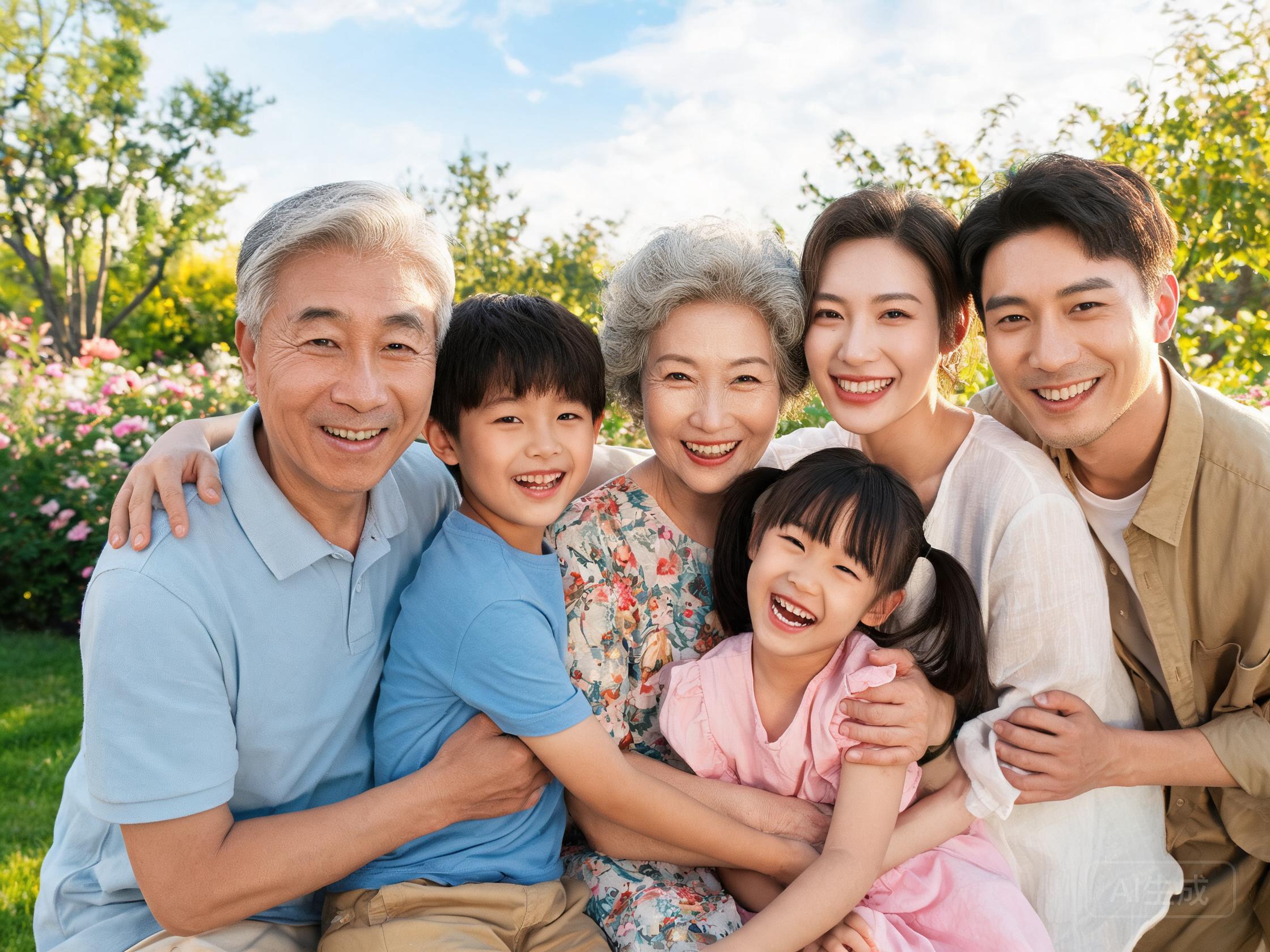 多代同堂幸福家庭合影